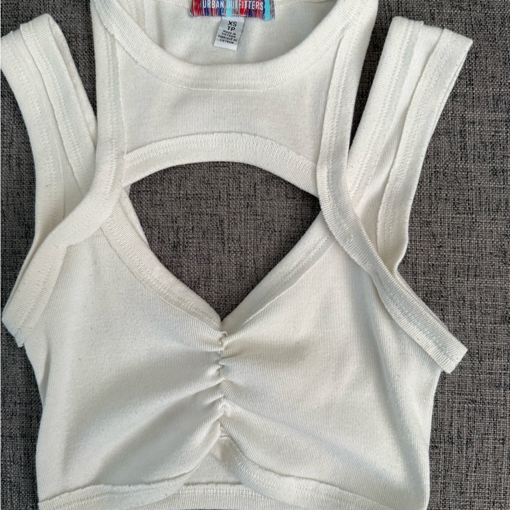 Urban Outfitters White Ruched Tank Top